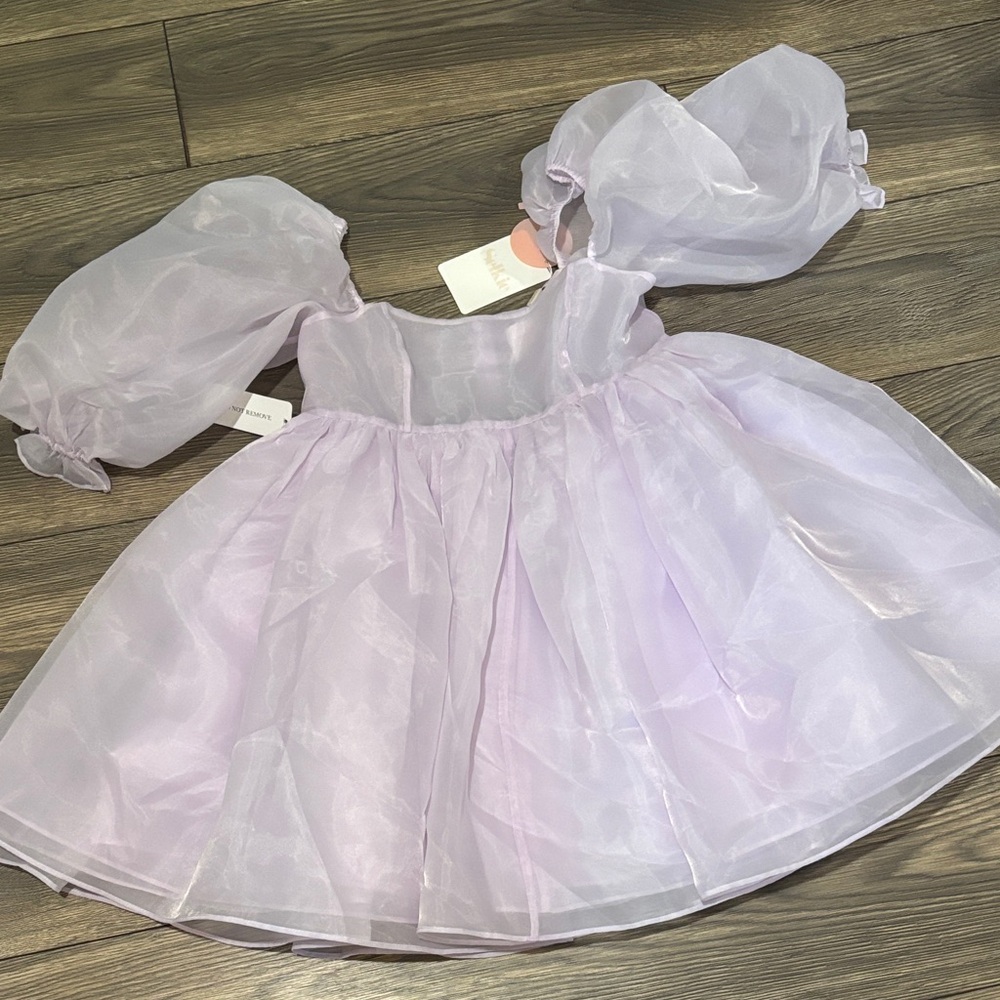 Selkie Lavender Light Purple Puff Mini Dress Medium Thunder Cloud